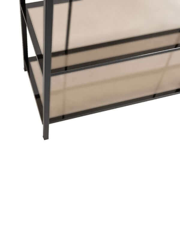 ROME BLACK STEEL BOOKSHELF WITH GLASS SHELVES