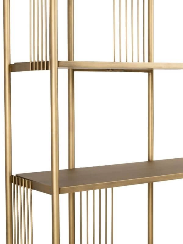 SOPHIA BRASS BOOKSHELF WITH WOODEN SHELVES