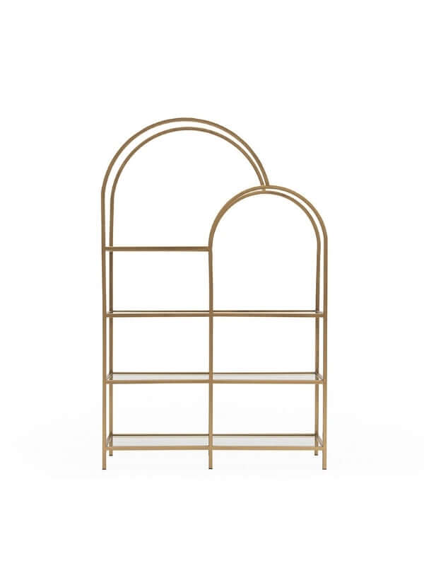 TWIN ARCHED BRASS BOOKSHELF