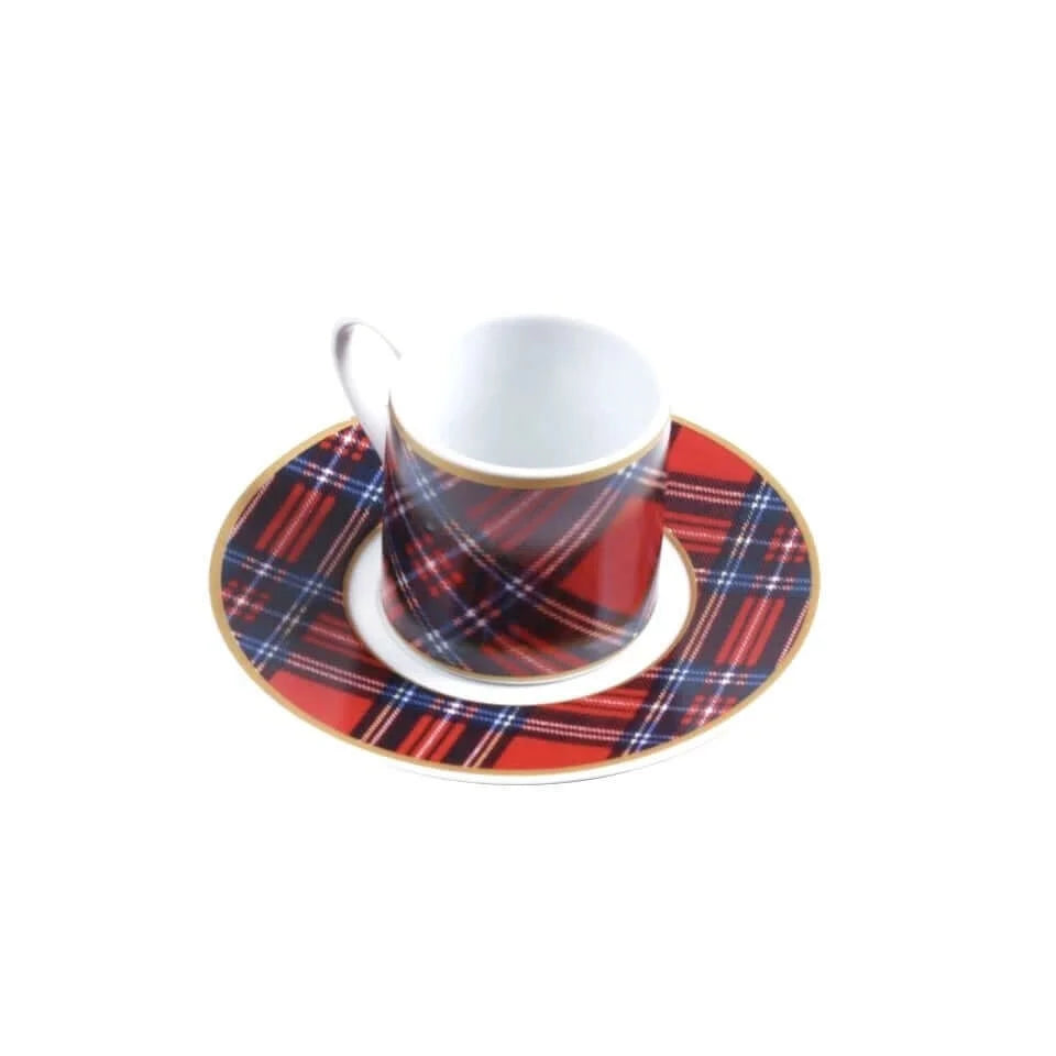 Tartan Plaid Porcelain Coffee Cup Set of 4