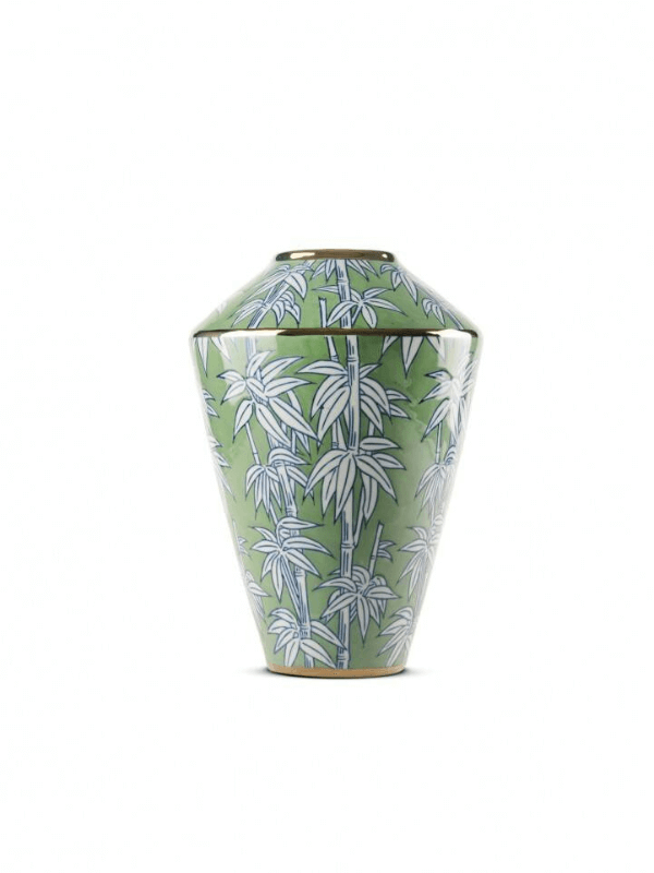 CERAMIC GREEN PALM VASE