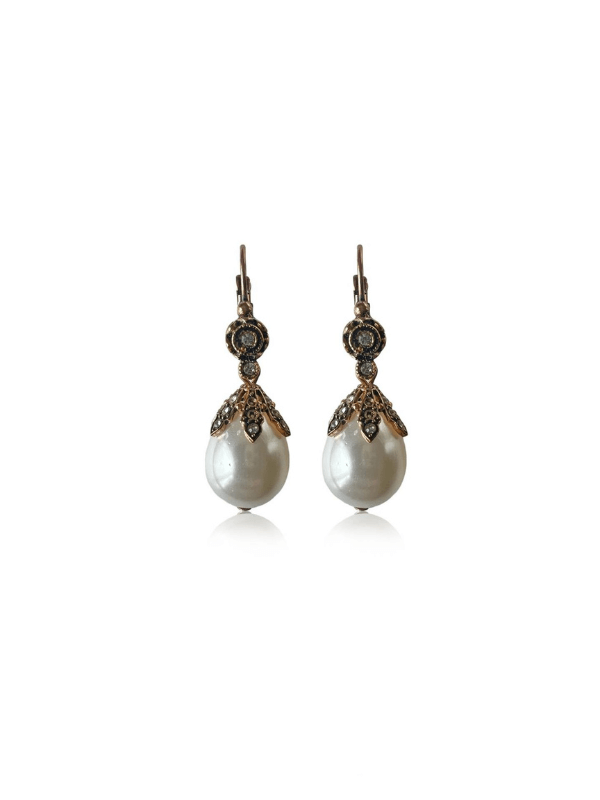 Rhinestone Embellished Pearl Earrings