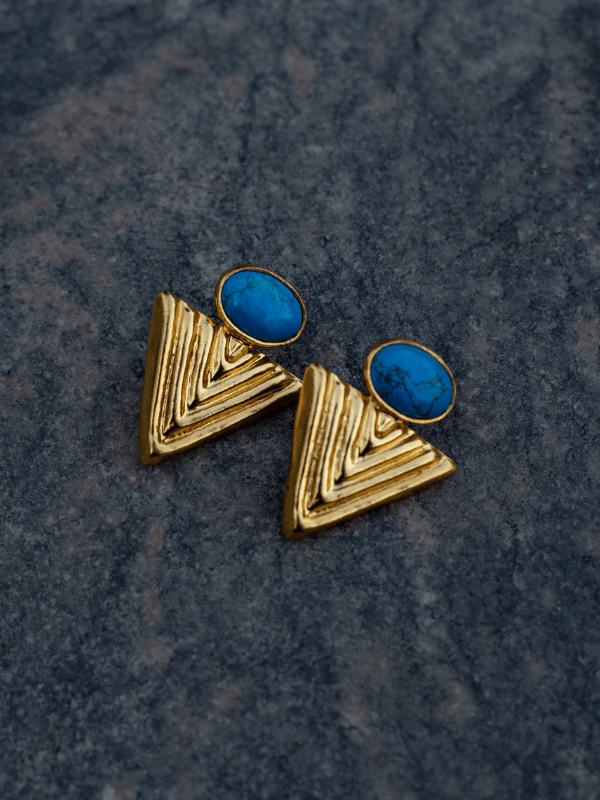 Handmade Brass Turqoise Harmony Earrings