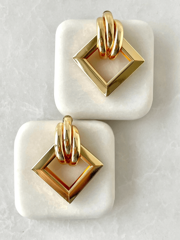 Square Triple Earrings Gold