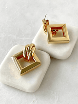 Square Triple Earrings Gold