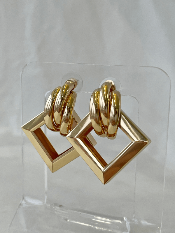Square Triple Earrings Gold