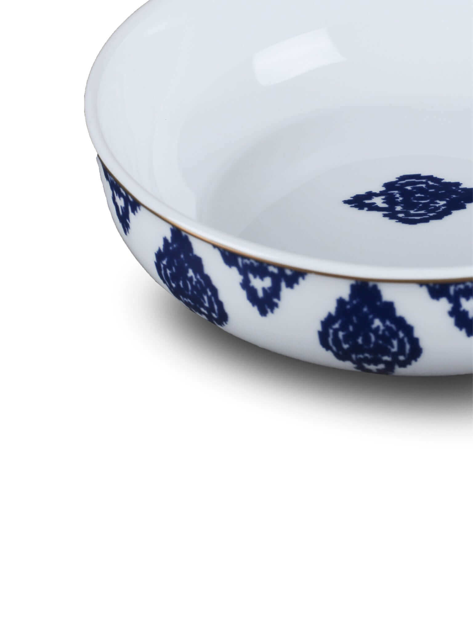 Blue White Ikat Dinner Bowl