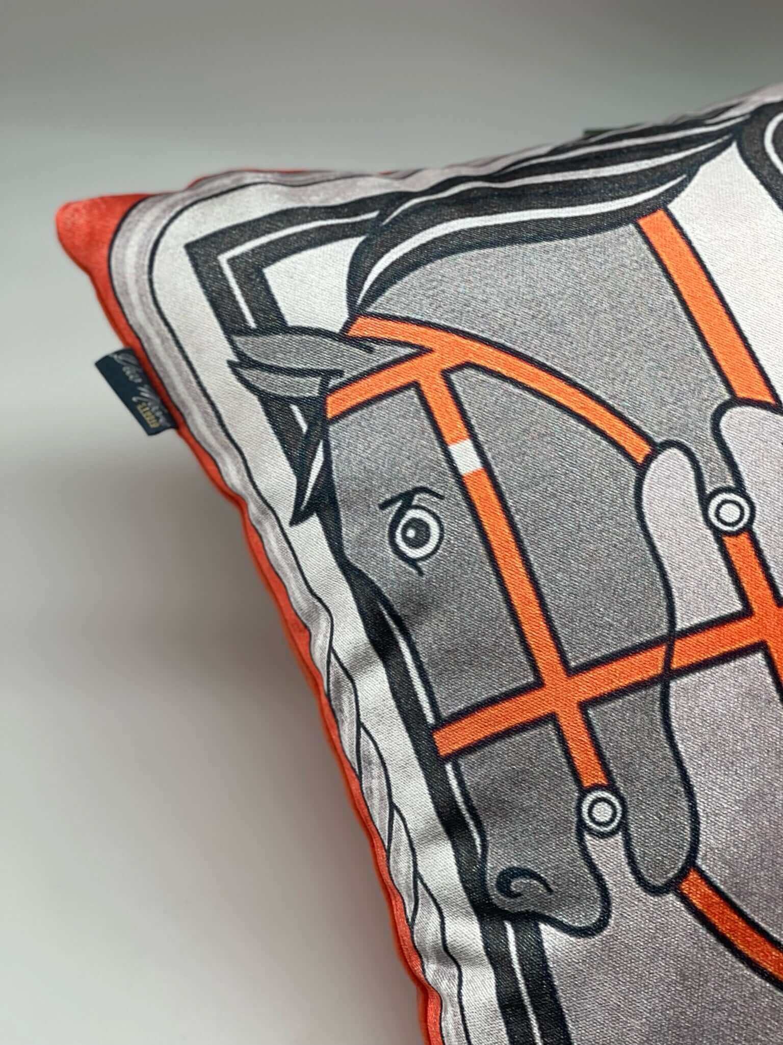 Modern Horse Printed Velvet Cushion